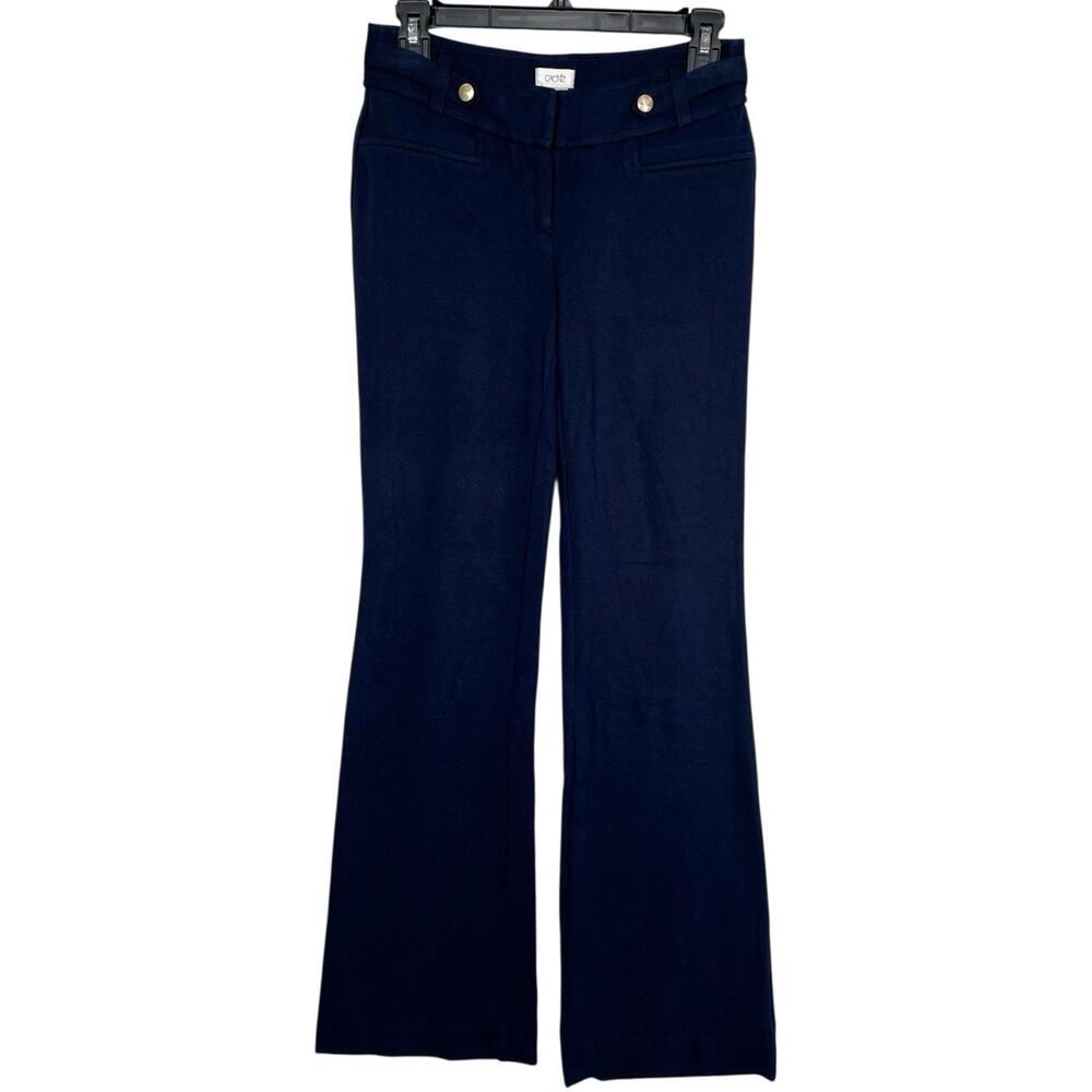 CACHE Blue Dress Pants Womens Size 0 - Button Embellishments Flared Leg